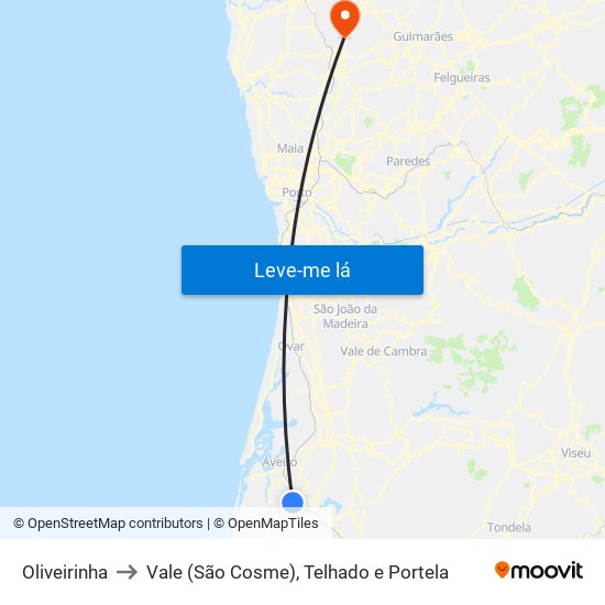 Oliveirinha to Vale (São Cosme), Telhado e Portela map