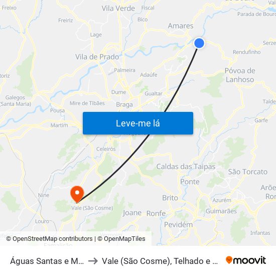 Águas Santas e Moure to Vale (São Cosme), Telhado e Portela map