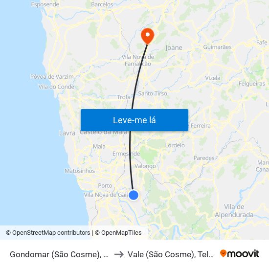 Gondomar (São Cosme), Valbom e Jovim to Vale (São Cosme), Telhado e Portela map