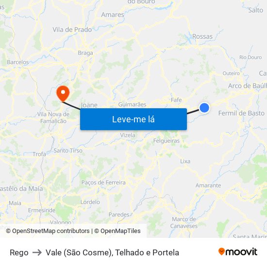 Rego to Vale (São Cosme), Telhado e Portela map