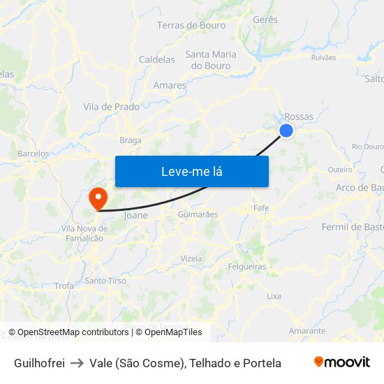 Guilhofrei to Vale (São Cosme), Telhado e Portela map