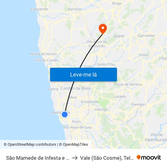 São Mamede de Infesta e Senhora da Hora to Vale (São Cosme), Telhado e Portela map