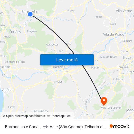 Barroselas e Carvoeiro to Vale (São Cosme), Telhado e Portela map