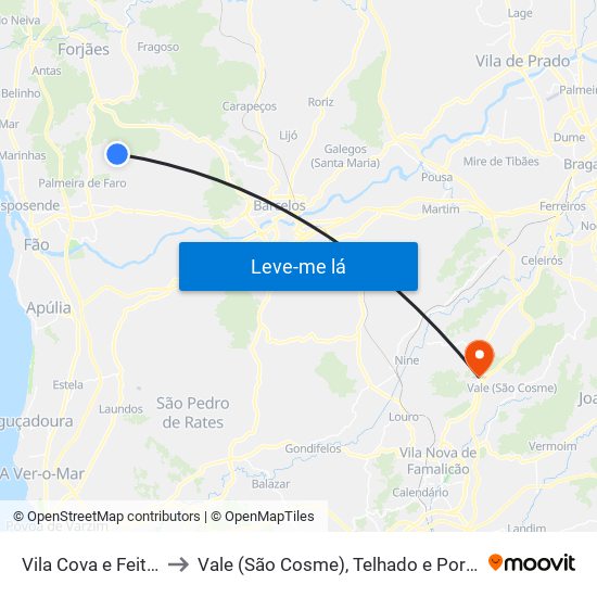 Vila Cova e Feitos to Vale (São Cosme), Telhado e Portela map