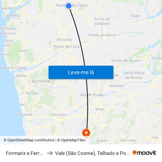 Formariz e Ferreira to Vale (São Cosme), Telhado e Portela map