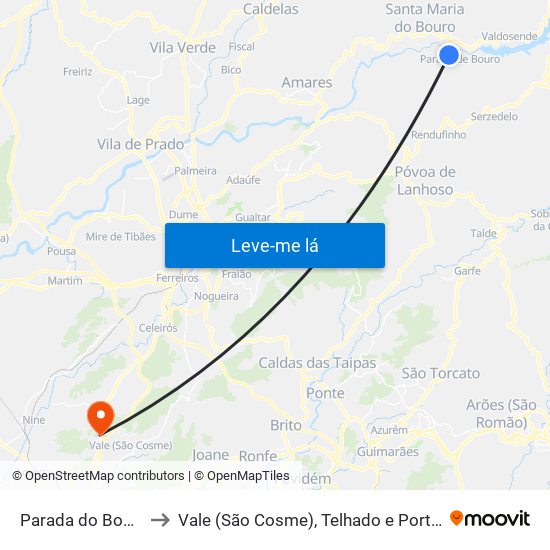 Parada do Bouro to Vale (São Cosme), Telhado e Portela map