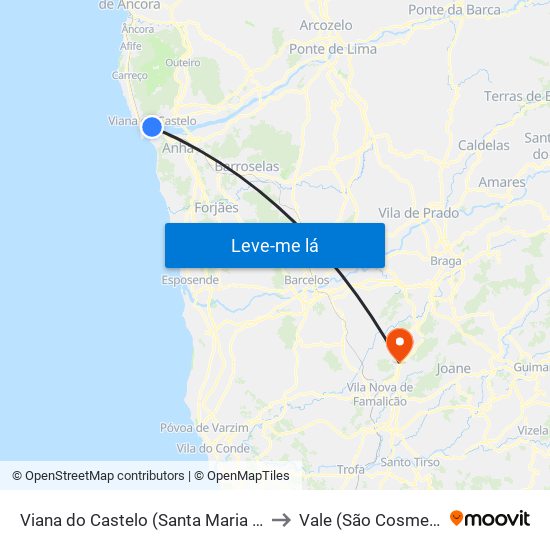 Viana do Castelo (Santa Maria Maior e Monserrate) e Meadela to Vale (São Cosme), Telhado e Portela map