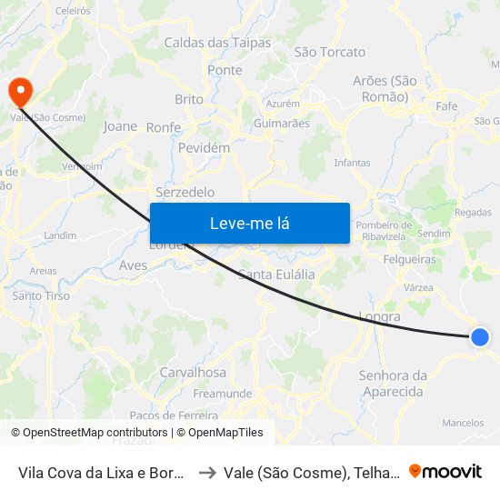 Vila Cova da Lixa e Borba de Godim to Vale (São Cosme), Telhado e Portela map