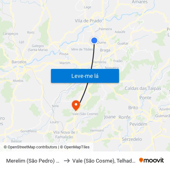 Merelim (São Pedro) e Frossos to Vale (São Cosme), Telhado e Portela map