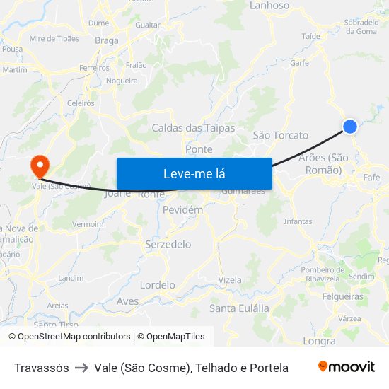 Travassós to Vale (São Cosme), Telhado e Portela map