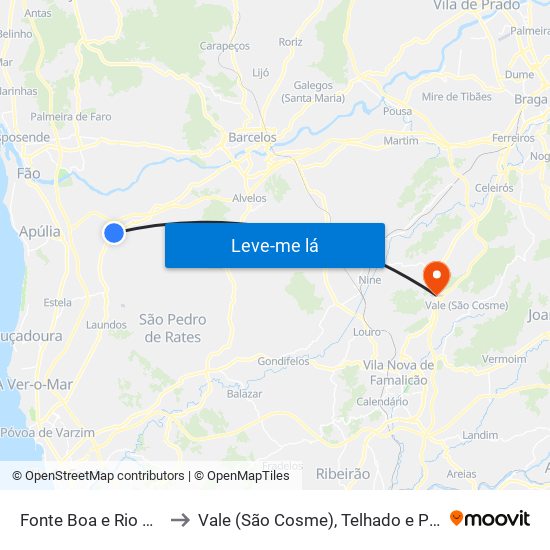 Fonte Boa e Rio Tinto to Vale (São Cosme), Telhado e Portela map