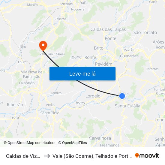 Caldas de Vizela to Vale (São Cosme), Telhado e Portela map