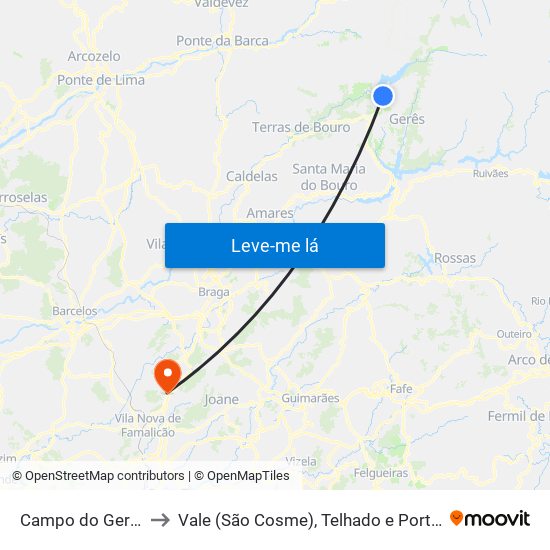 Campo do Gerês to Vale (São Cosme), Telhado e Portela map