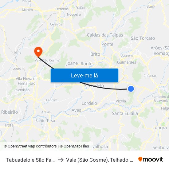 Tabuadelo e São Faustino to Vale (São Cosme), Telhado e Portela map