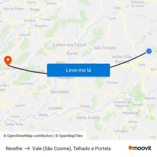 Revelhe to Vale (São Cosme), Telhado e Portela map