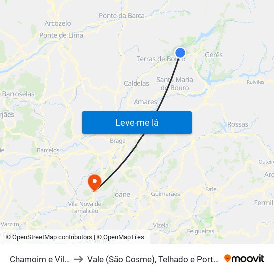 Chamoim e Vilar to Vale (São Cosme), Telhado e Portela map