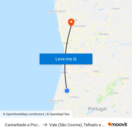 Cantanhede e Pocariça to Vale (São Cosme), Telhado e Portela map