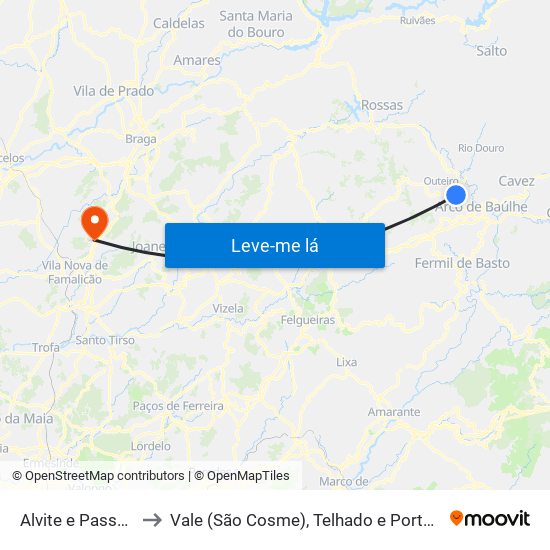 Alvite e Passos to Vale (São Cosme), Telhado e Portela map