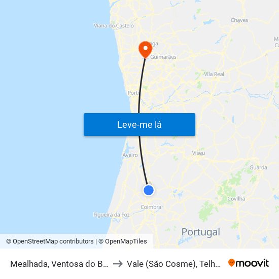 Mealhada, Ventosa do Bairro e Antes to Vale (São Cosme), Telhado e Portela map