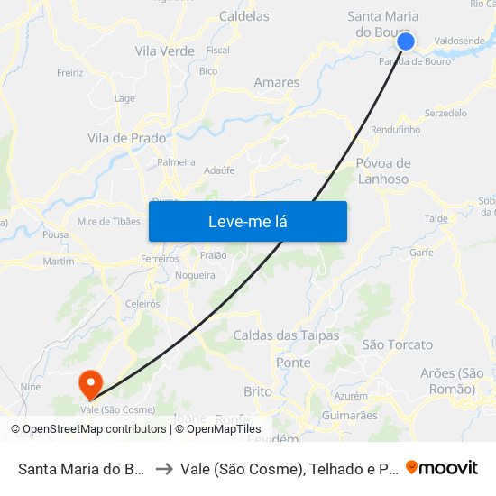 Santa Maria do Bouro to Vale (São Cosme), Telhado e Portela map