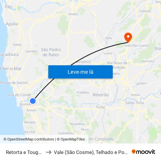 Retorta e Tougues to Vale (São Cosme), Telhado e Portela map