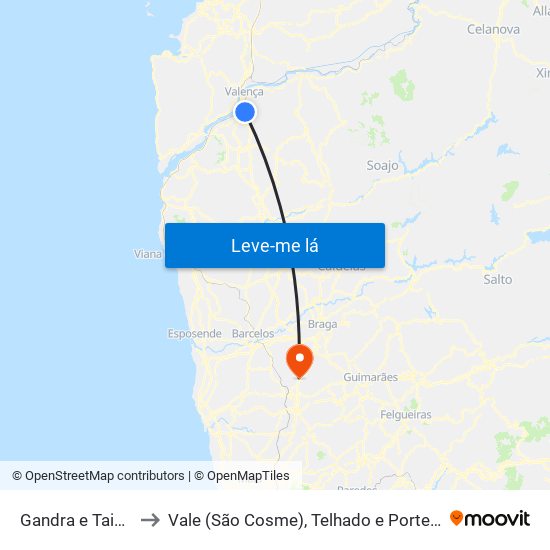 Gandra e Taião to Vale (São Cosme), Telhado e Portela map