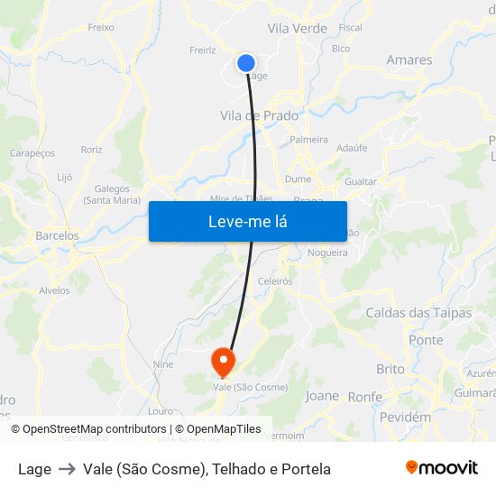 Lage to Vale (São Cosme), Telhado e Portela map