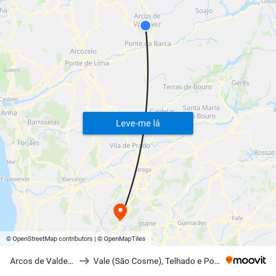 Arcos de Valdevez to Vale (São Cosme), Telhado e Portela map