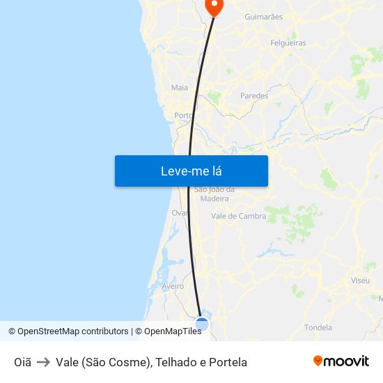 Oiã to Vale (São Cosme), Telhado e Portela map