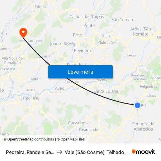 Pedreira, Rande e Sernande to Vale (São Cosme), Telhado e Portela map