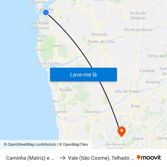 Caminha (Matriz) e Vilarelho to Vale (São Cosme), Telhado e Portela map