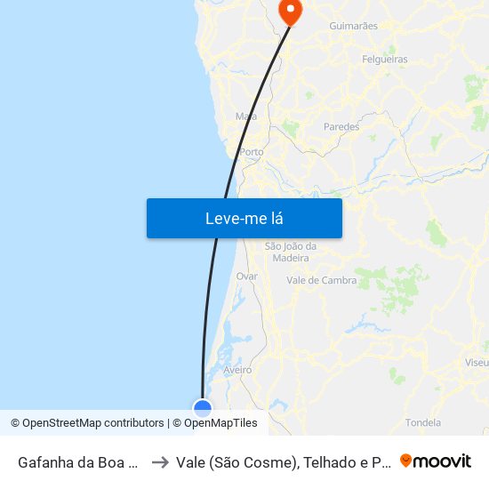 Gafanha da Boa Hora to Vale (São Cosme), Telhado e Portela map