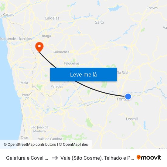 Galafura e Covelinhas to Vale (São Cosme), Telhado e Portela map