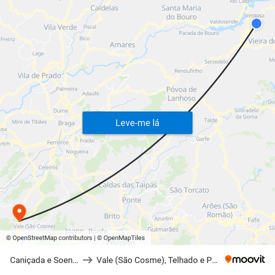 Caniçada e Soengas to Vale (São Cosme), Telhado e Portela map