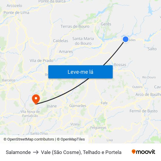 Salamonde to Vale (São Cosme), Telhado e Portela map