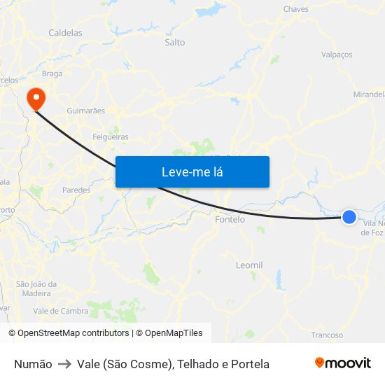 Numão to Vale (São Cosme), Telhado e Portela map