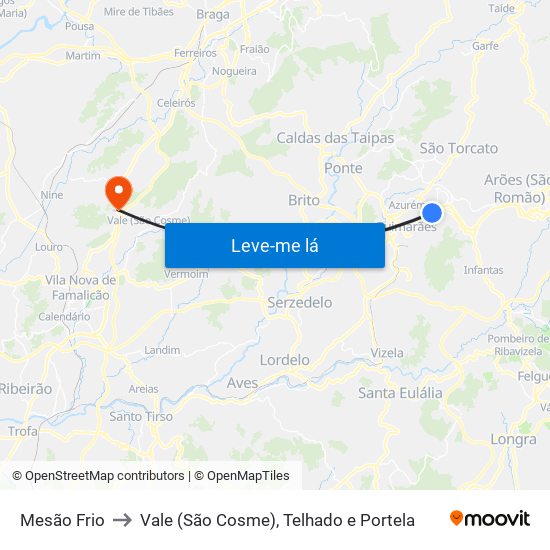 Mesão Frio to Vale (São Cosme), Telhado e Portela map