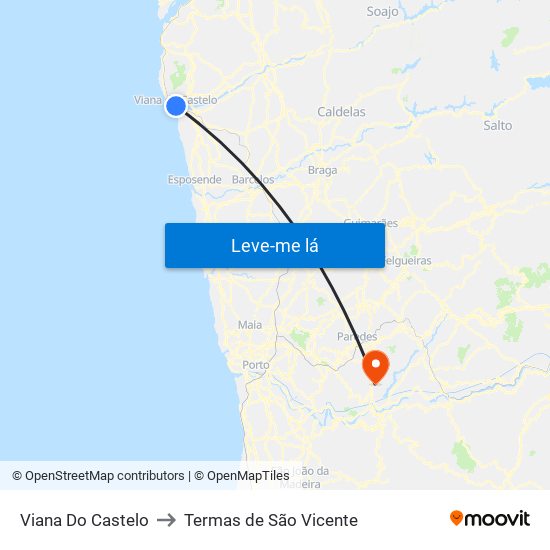 Viana Do Castelo to Termas de São Vicente map