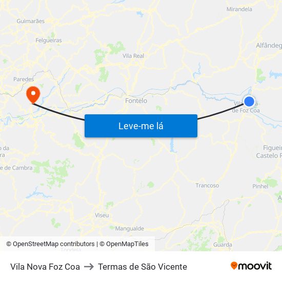 Vila Nova Foz Coa to Termas de São Vicente map
