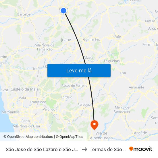 São José de São Lázaro e São João do Souto to Termas de São Vicente map