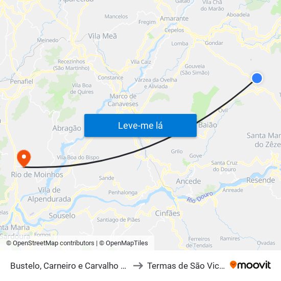 Bustelo, Carneiro e Carvalho de Rei to Termas de São Vicente map