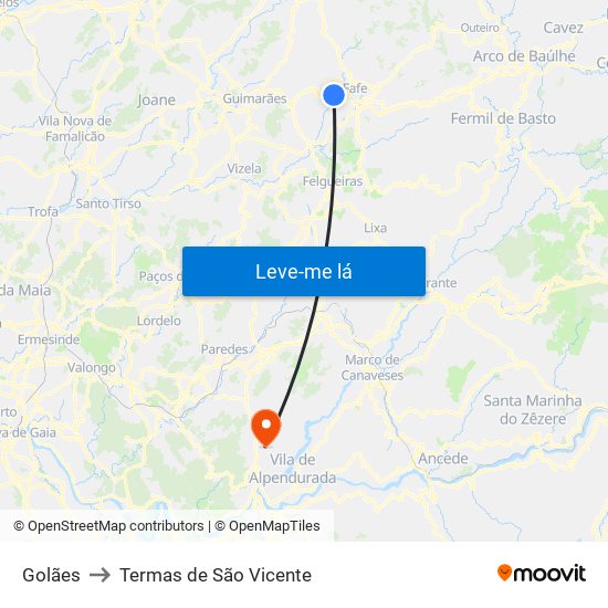 Golães to Termas de São Vicente map