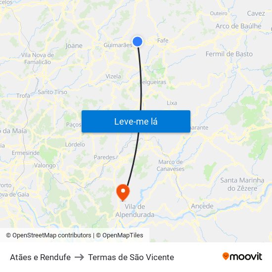 Atães e Rendufe to Termas de São Vicente map