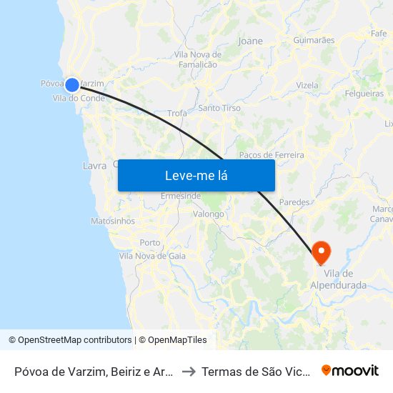 Póvoa de Varzim, Beiriz e Argivai to Termas de São Vicente map