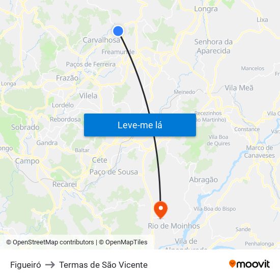 Figueiró to Termas de São Vicente map
