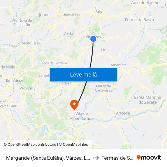 Margaride (Santa Eulália), Várzea, Lagares, Varziela e Moure to Termas de São Vicente map