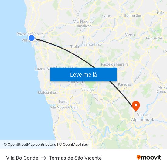 Vila Do Conde to Termas de São Vicente map