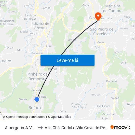 Albergaria-A-Velha to Vila Chã, Codal e Vila Cova de Perrinho map