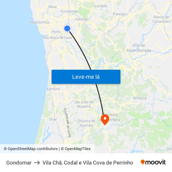 Gondomar to Vila Chã, Codal e Vila Cova de Perrinho map