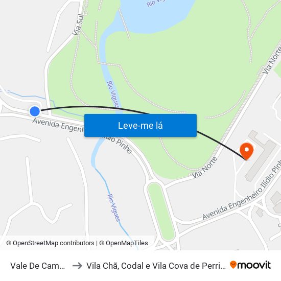 Vale De Cambra to Vila Chã, Codal e Vila Cova de Perrinho map